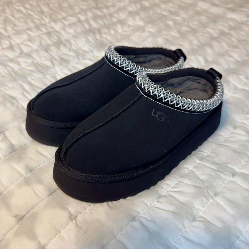 UGG Black Mules with White Trim
